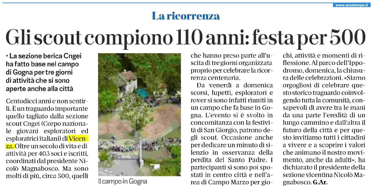 Articolo di giornale sul volontariato per il recupero del territorio